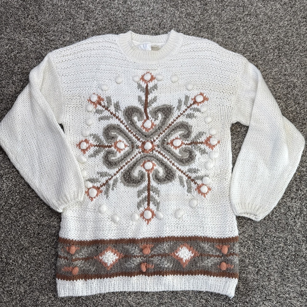 Vintage Needles and Yarn Women's Grandma Pull Over Cable Knit Sweater Size M‎